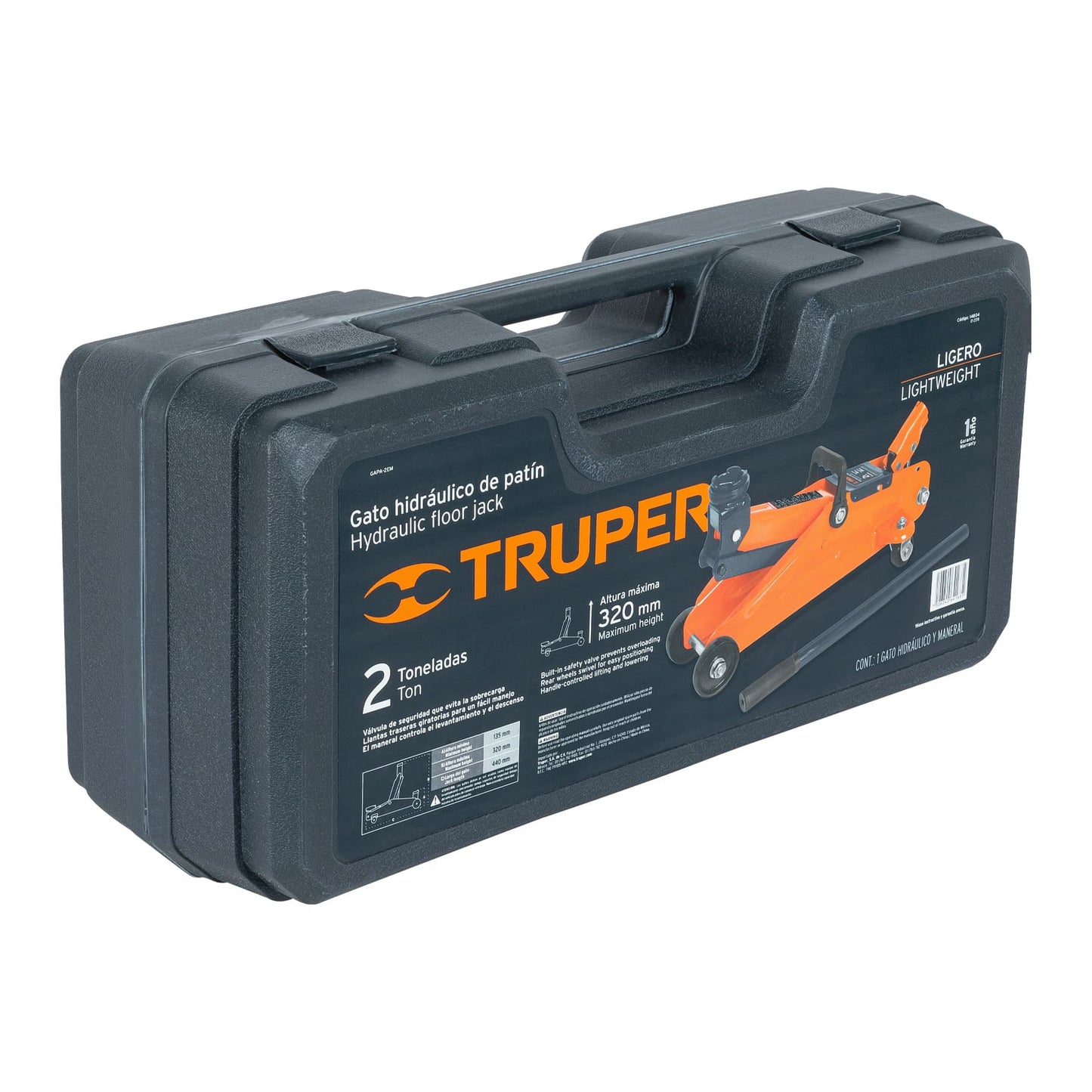 Gato Hidráulico patin Truper Cod 14804 GAPA-2EM 2t 30 movimientos maletín