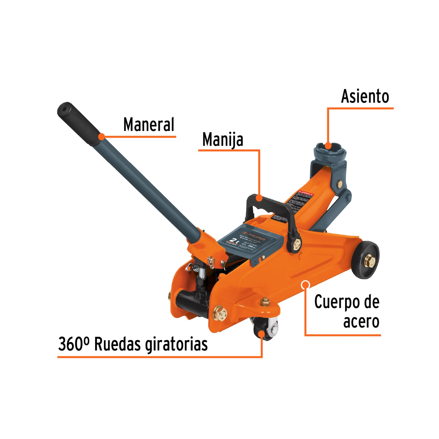 Gato Hidráulico patin Truper Cod 14804 GAPA-2EM 2t 30 movimientos maletín