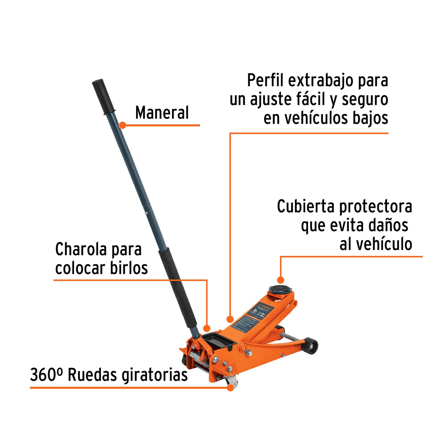 Gato Hidráulico Truper Cod 14806 GAPRO-3PB de patín 3t profesional, elev rápida