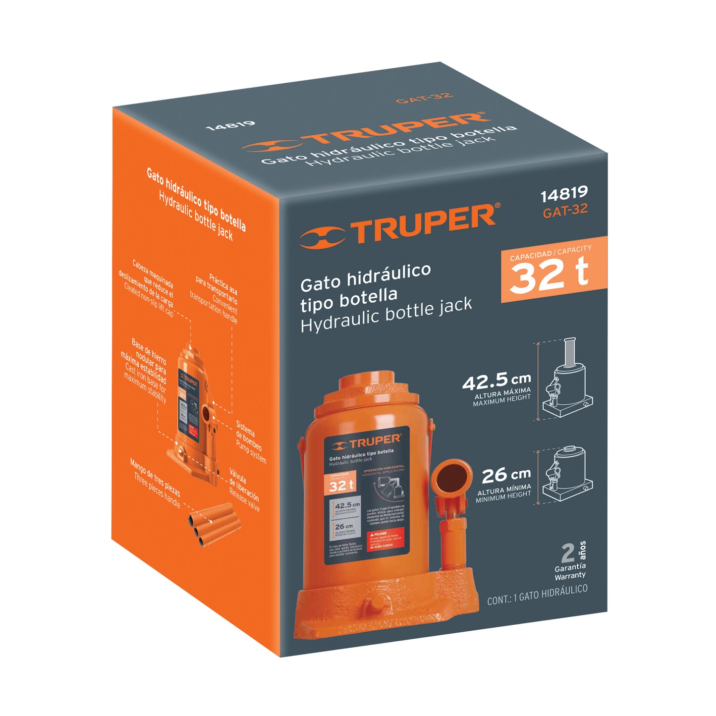 Gato Hidráulico botella Truper Cod 14819 GAT-32 32 ton