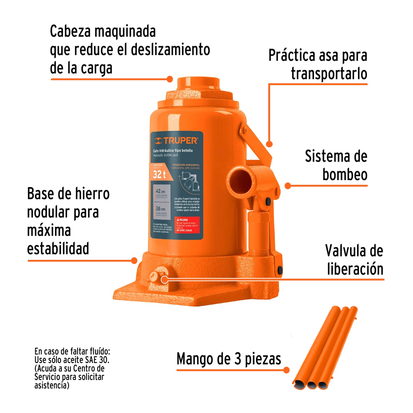 Gato Hidráulico botella Truper Cod 14819 GAT-32 32 ton