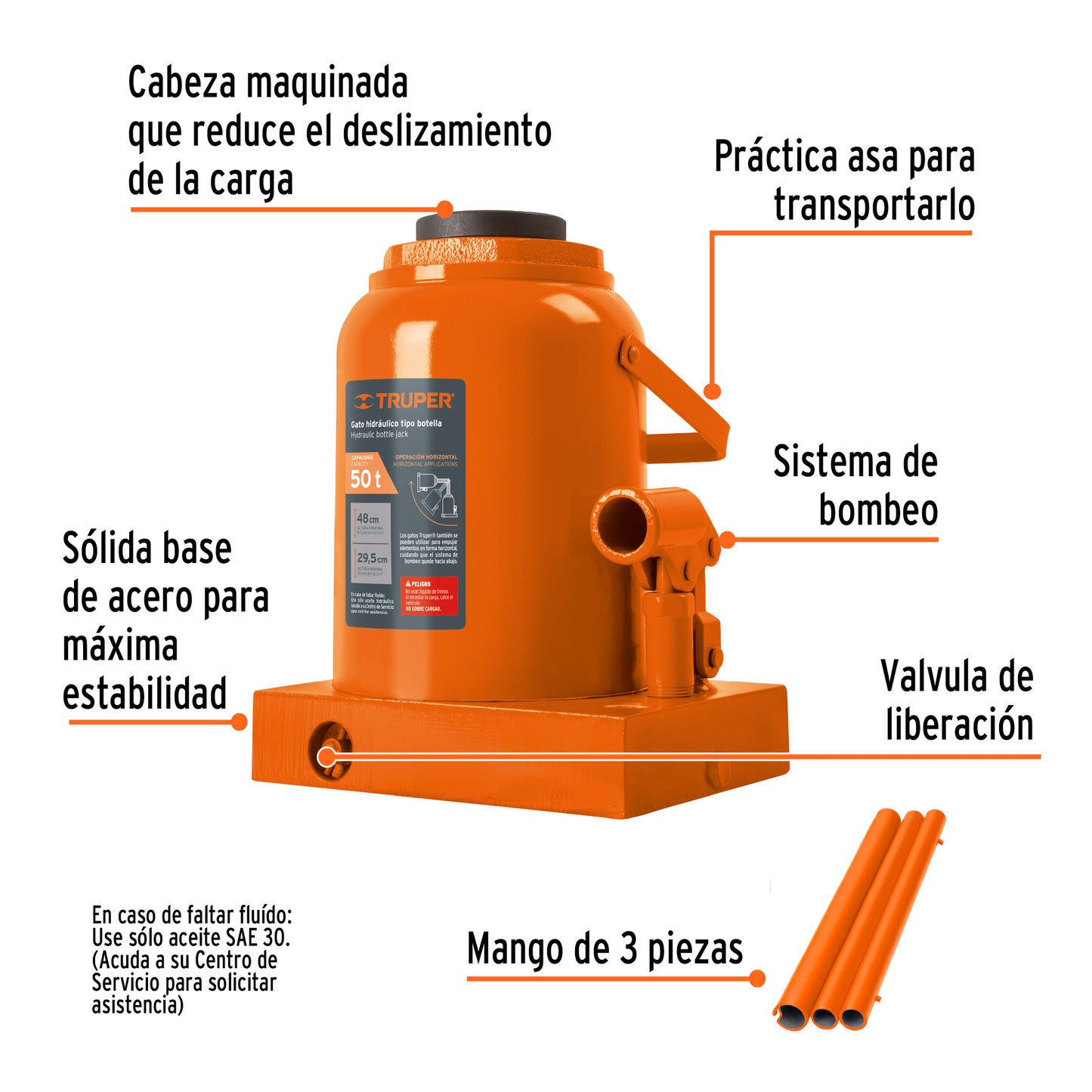 Gato Hidráulico botella Truper Cod 14821 GAT-50 50 ton