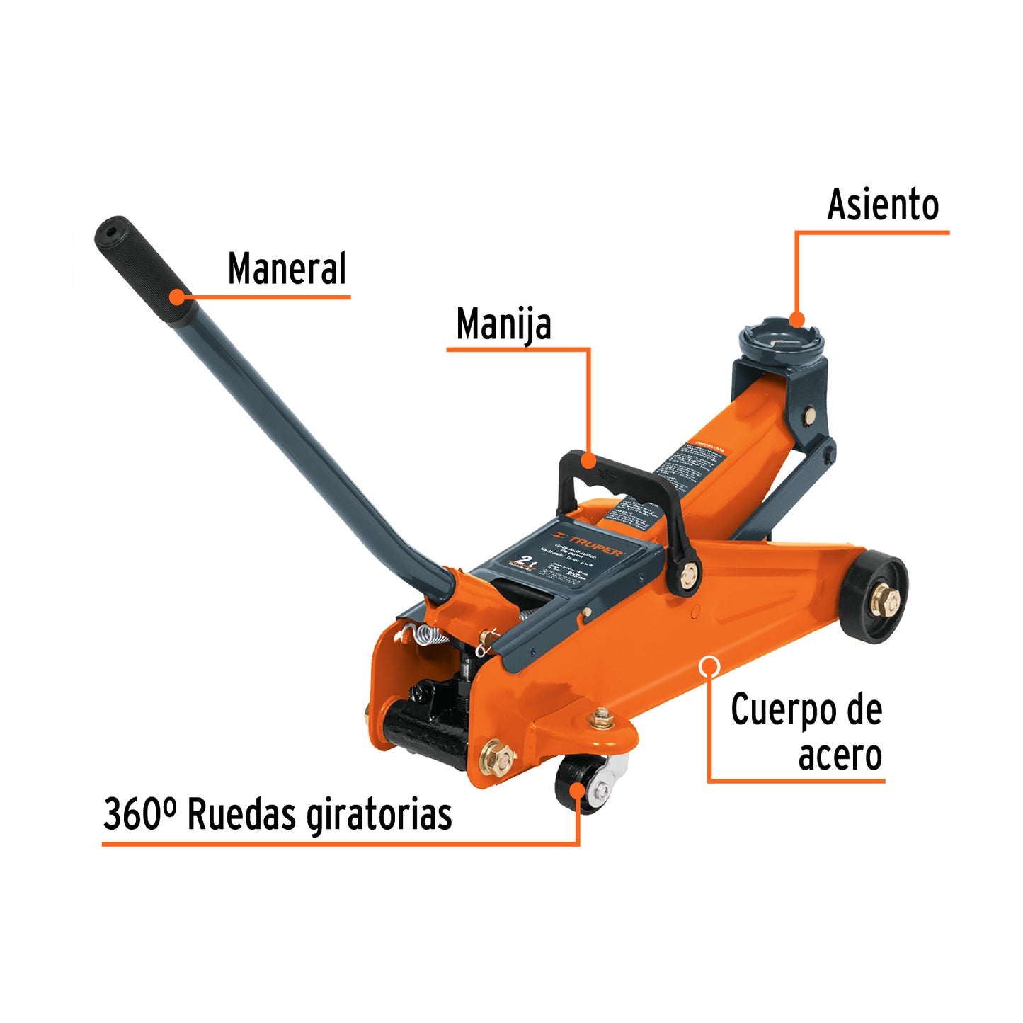 Gato Hidráulico patin Truper Cod 14826 GAPA-2M 2t 50 movimientos maletín