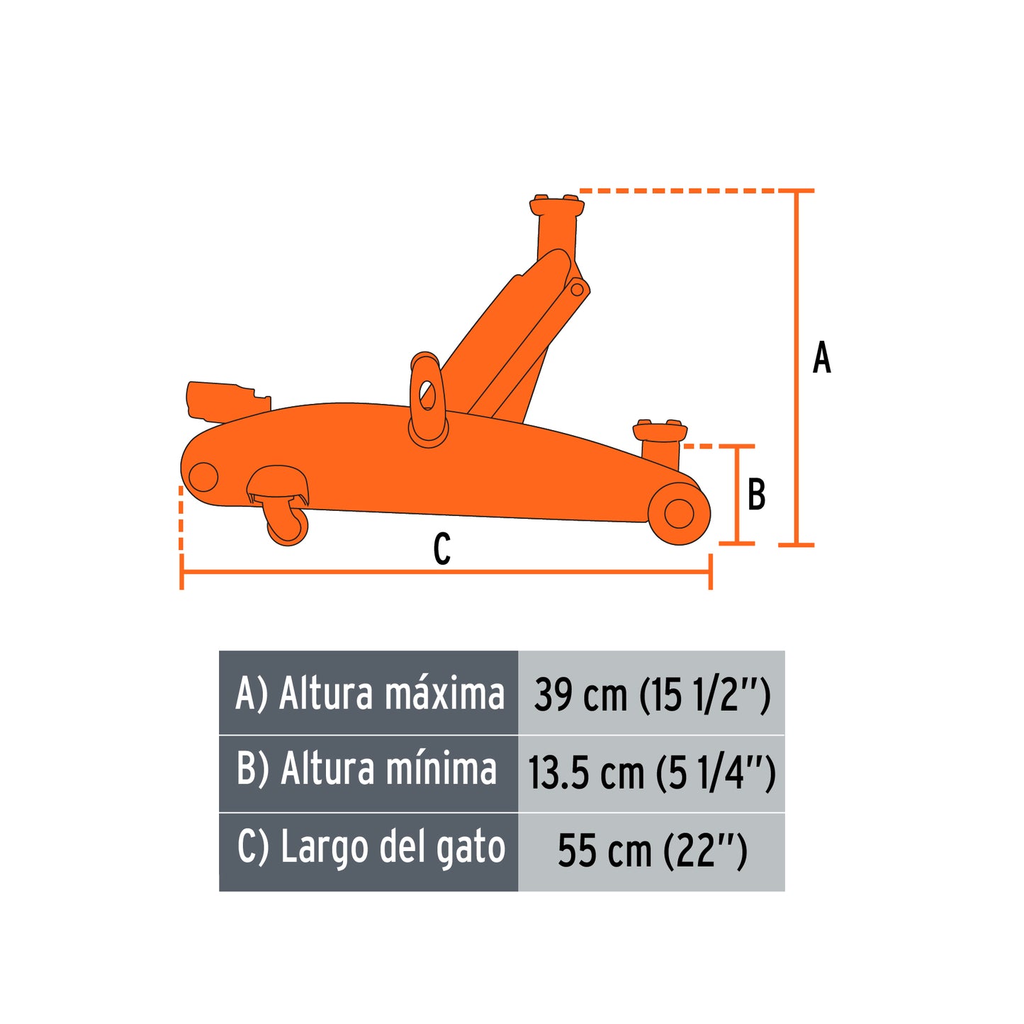 Gato Hidráulico patin Truper Cod 14946 GAPA-250 2.5t 57 movimientos maletín