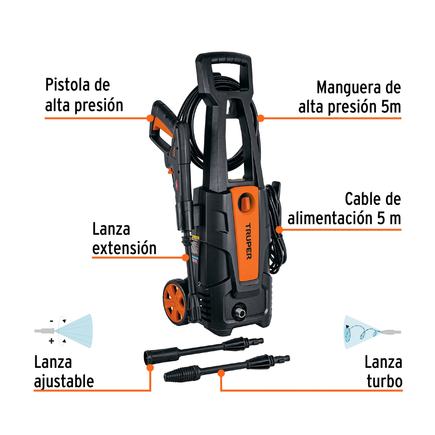 Hidrolavadora eléctrica 1800 PSI truper Cod 103339 HILA-1800-2 220V