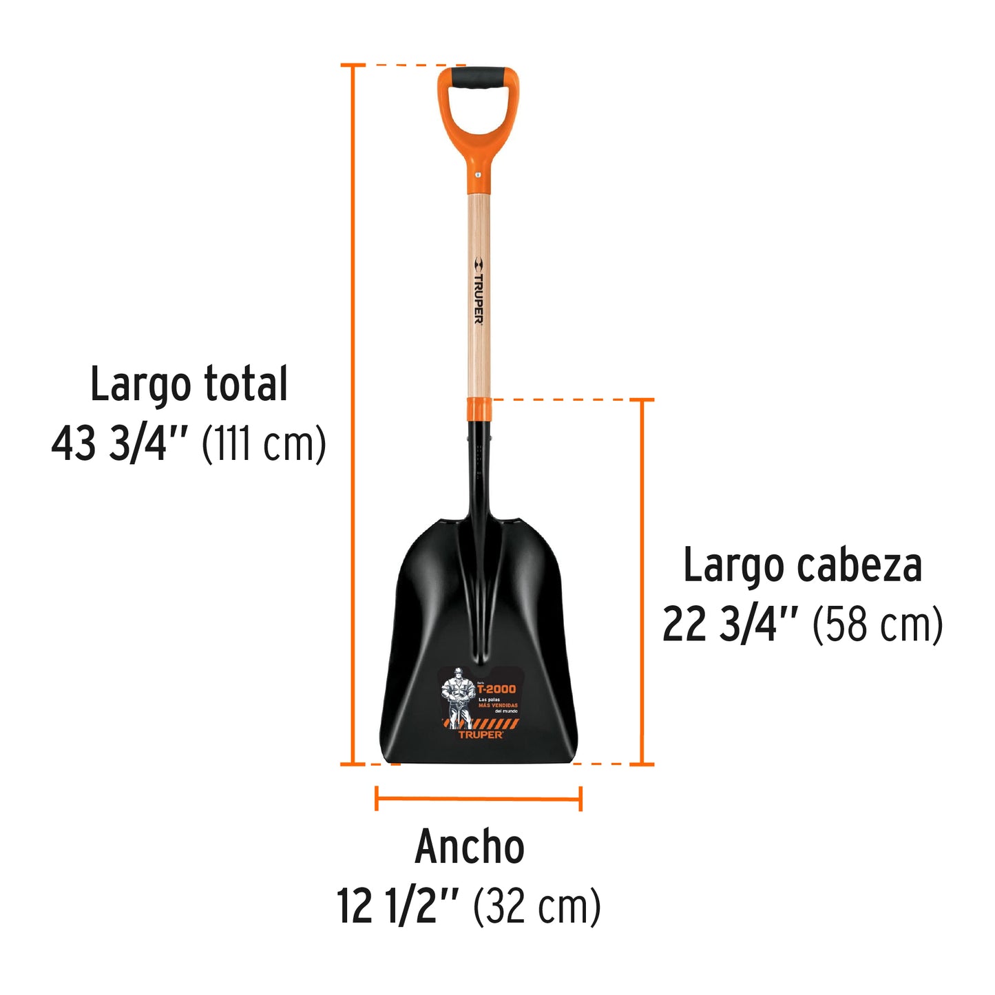 Pala carbonera T-2000 Truper Cod 17164 PCAY-P puño "Y"