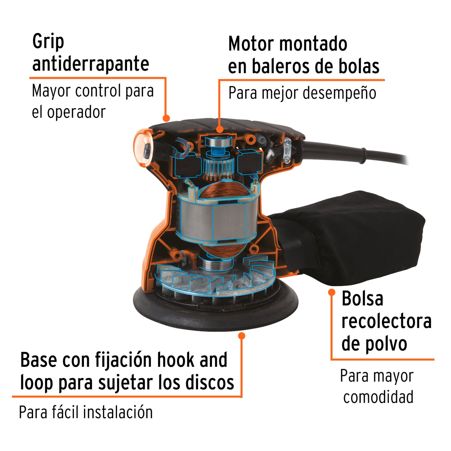 Lijadora Roto Orbital Truper Cod 102466 LIRO-5A-2 profesional 5" 220 V 260 W