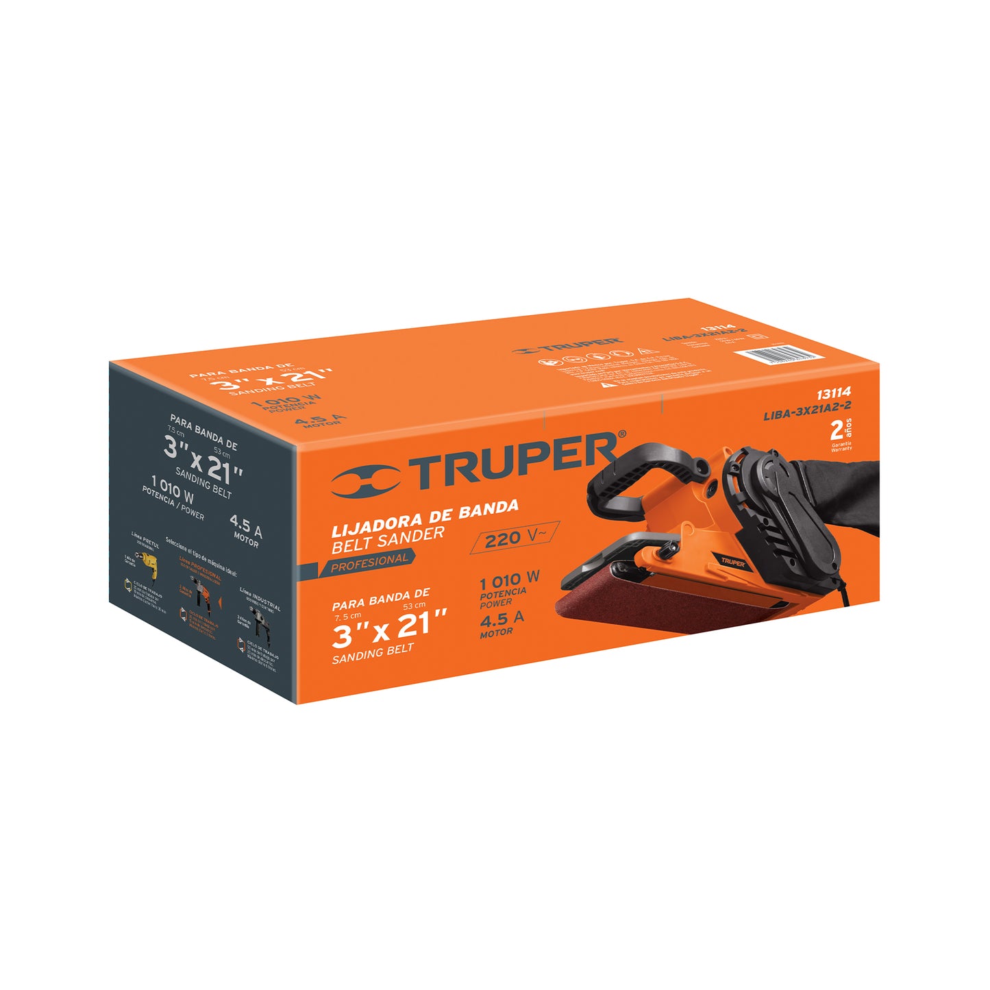 Lijadora de Banda 3 x 21" Truper Cod 13114 LIBA-3X21A2-2 profesional 220 V 1010 W