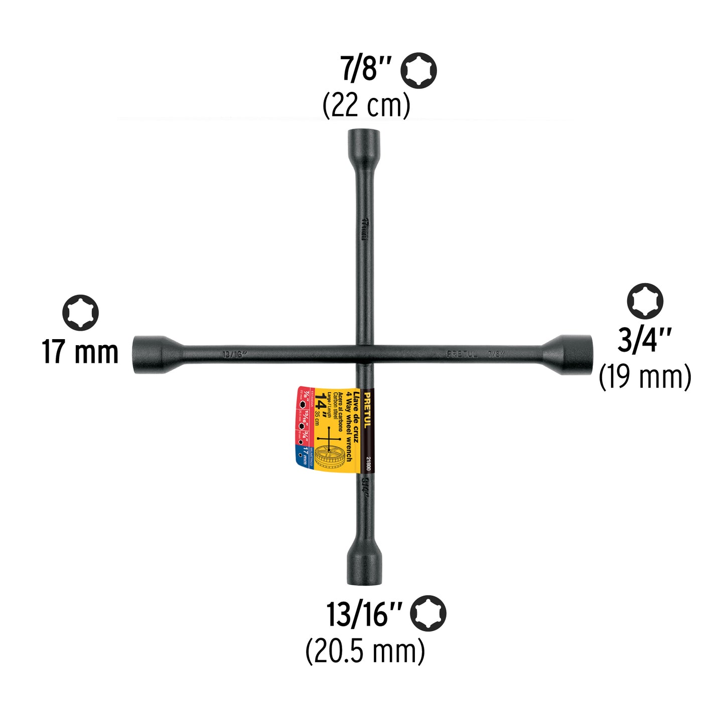 Llave de cruz 14 pretul Cod 21800 LLCR-14P con acabado negro mate