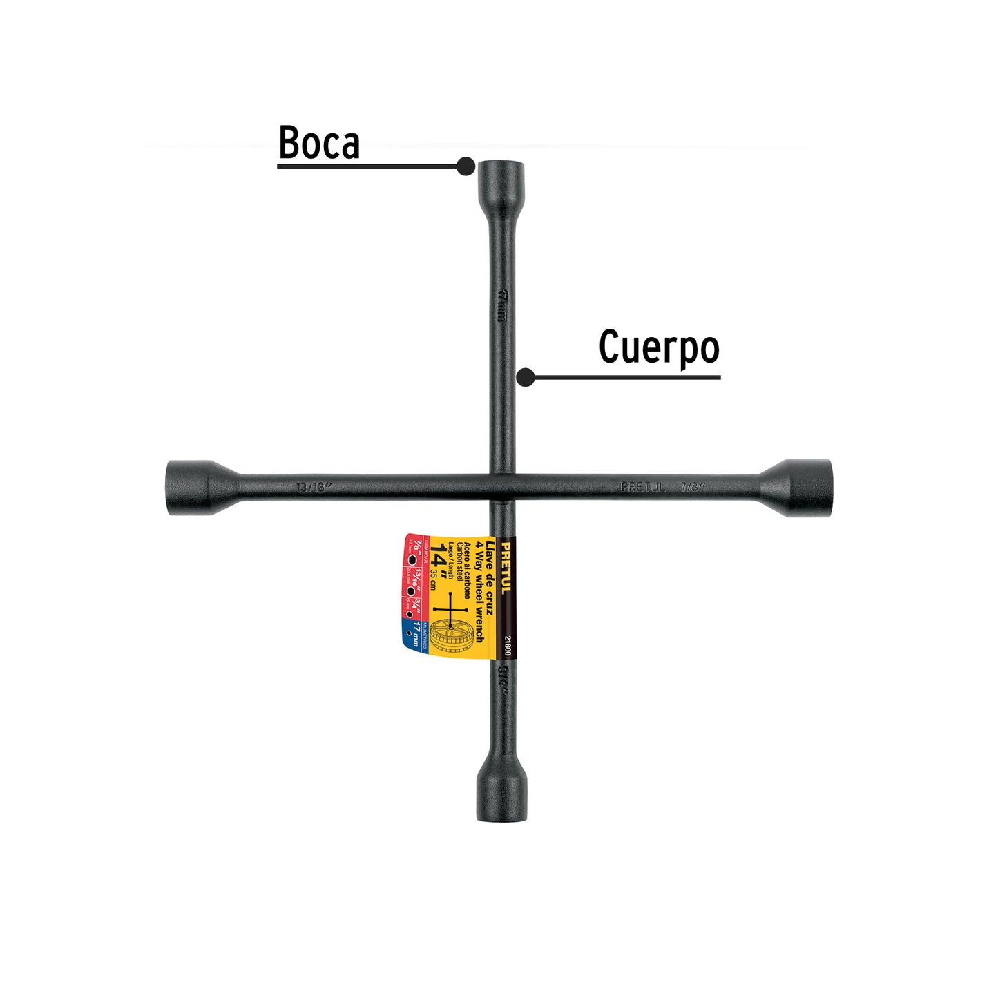 Llave de cruz 14 pretul Cod 21800 LLCR-14P con acabado negro mate