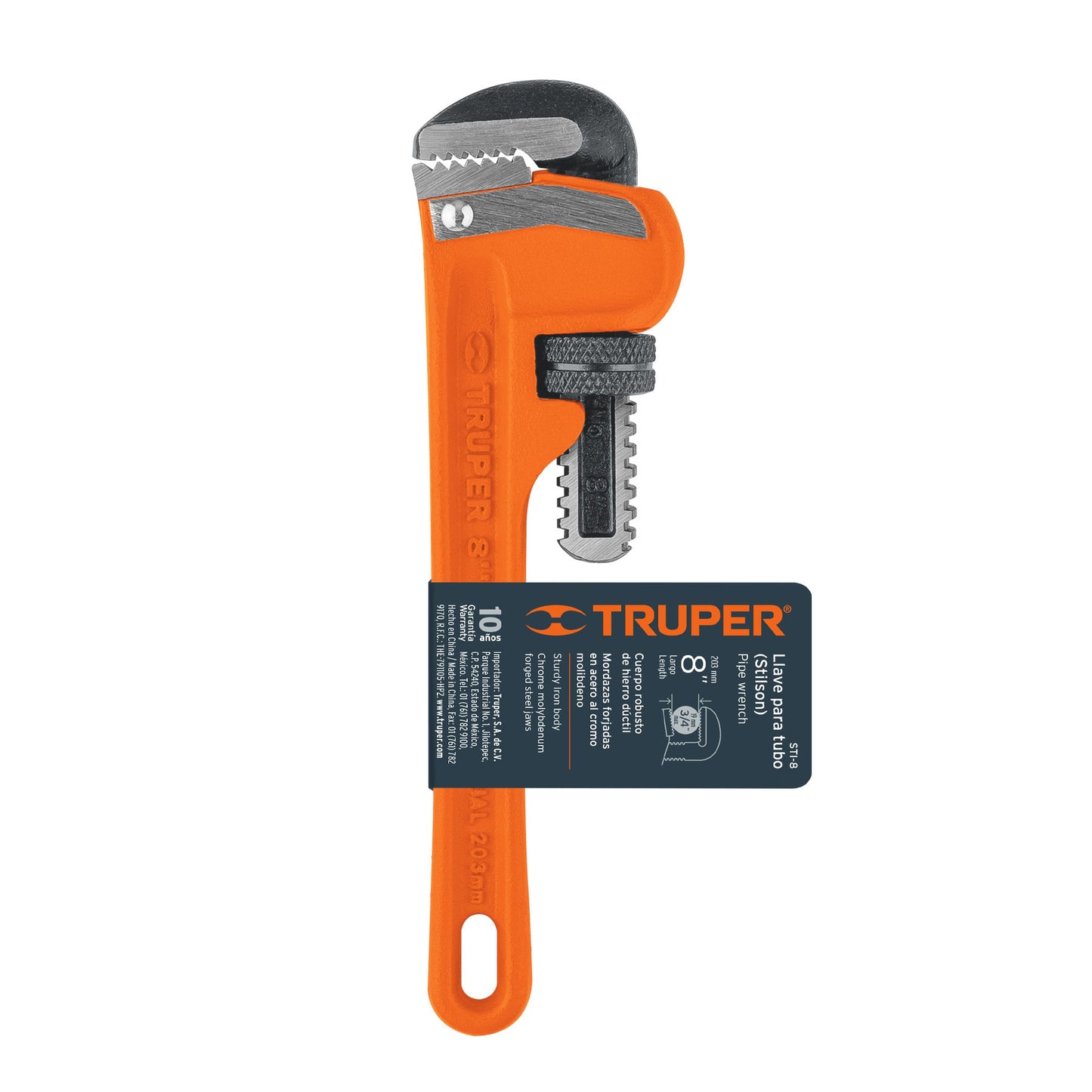 Llave stilson 8" Truper Cod 15835 STI-8 cuerpo robusto de hierro dúctil
