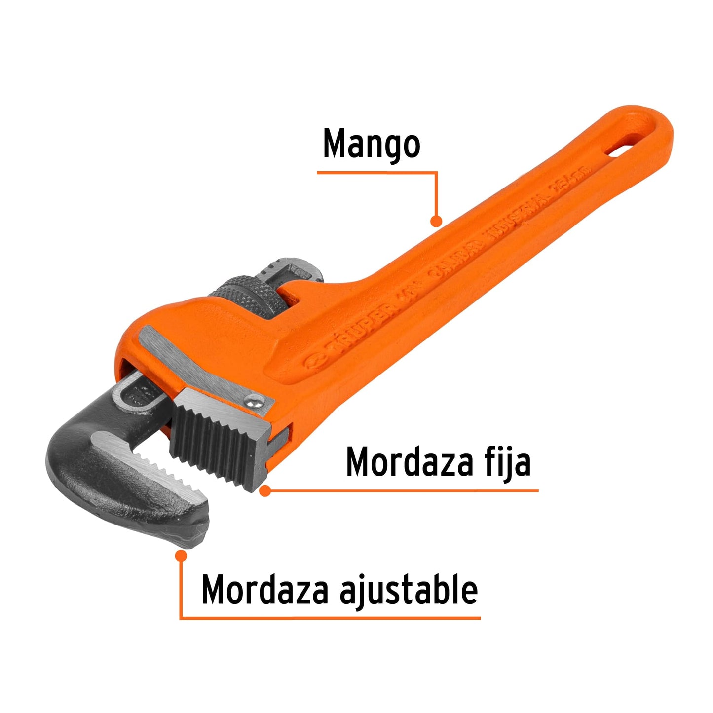 Llave stilson 10" Truper Cod 15836 STI-10 cuerpo robusto de hierro dúctil
