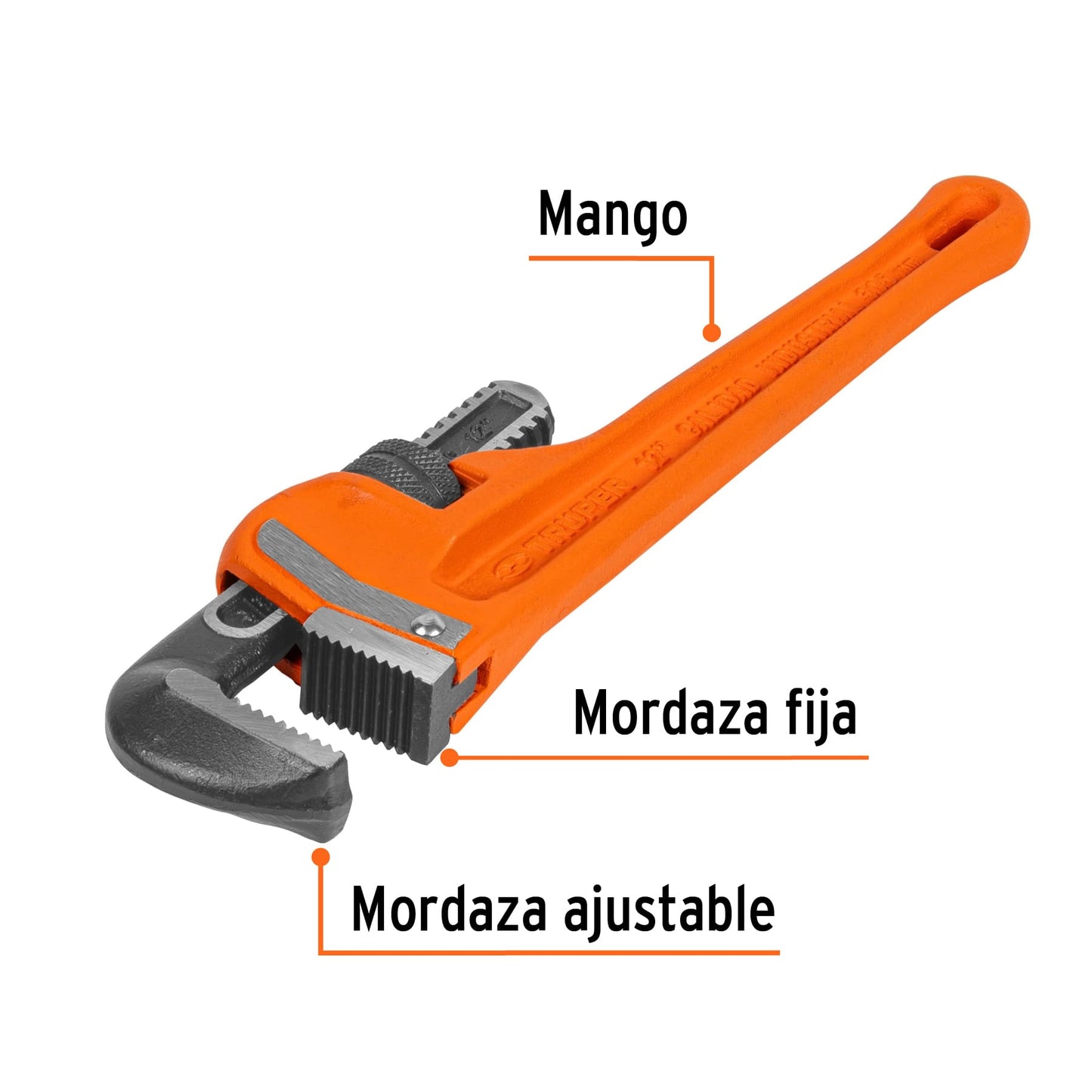 Llave stilson 12" Truper Cod 15837 STI-12 cuerpo robusto de hierro dúctil
