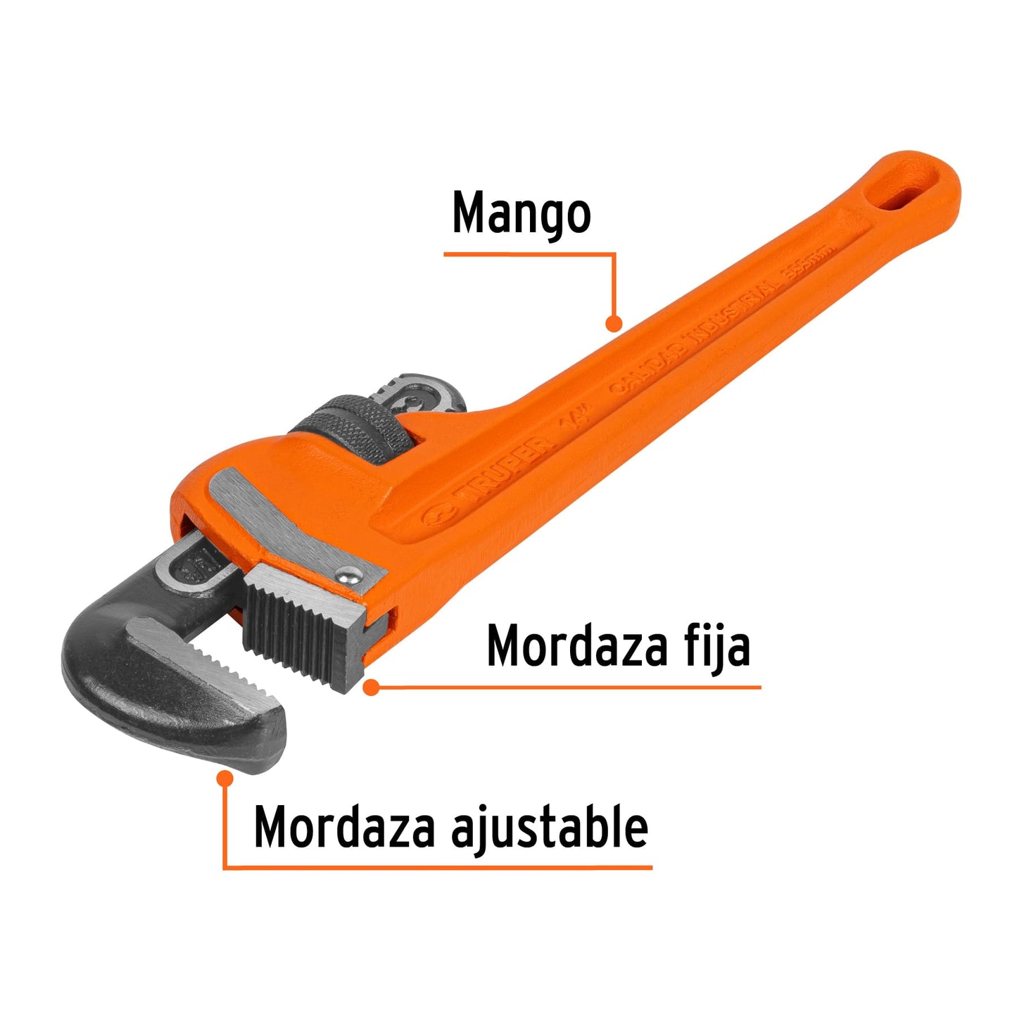 Llave stilson 14" Truper Cod 15838 STI-14 cuerpo robusto de hierro dúctil