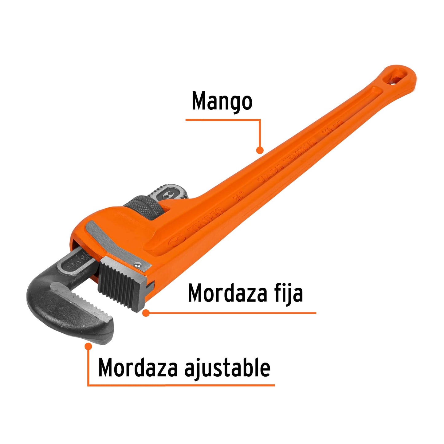 Llave stilson 24" Truper Cod 15840 STI-24 cuerpo robusto de hierro dúctil