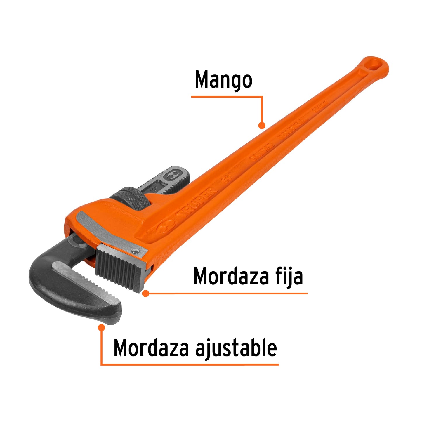 Llave stilson 36" Truper Cod 15841 STI-36 cuerpo robusto de hierro dúctil