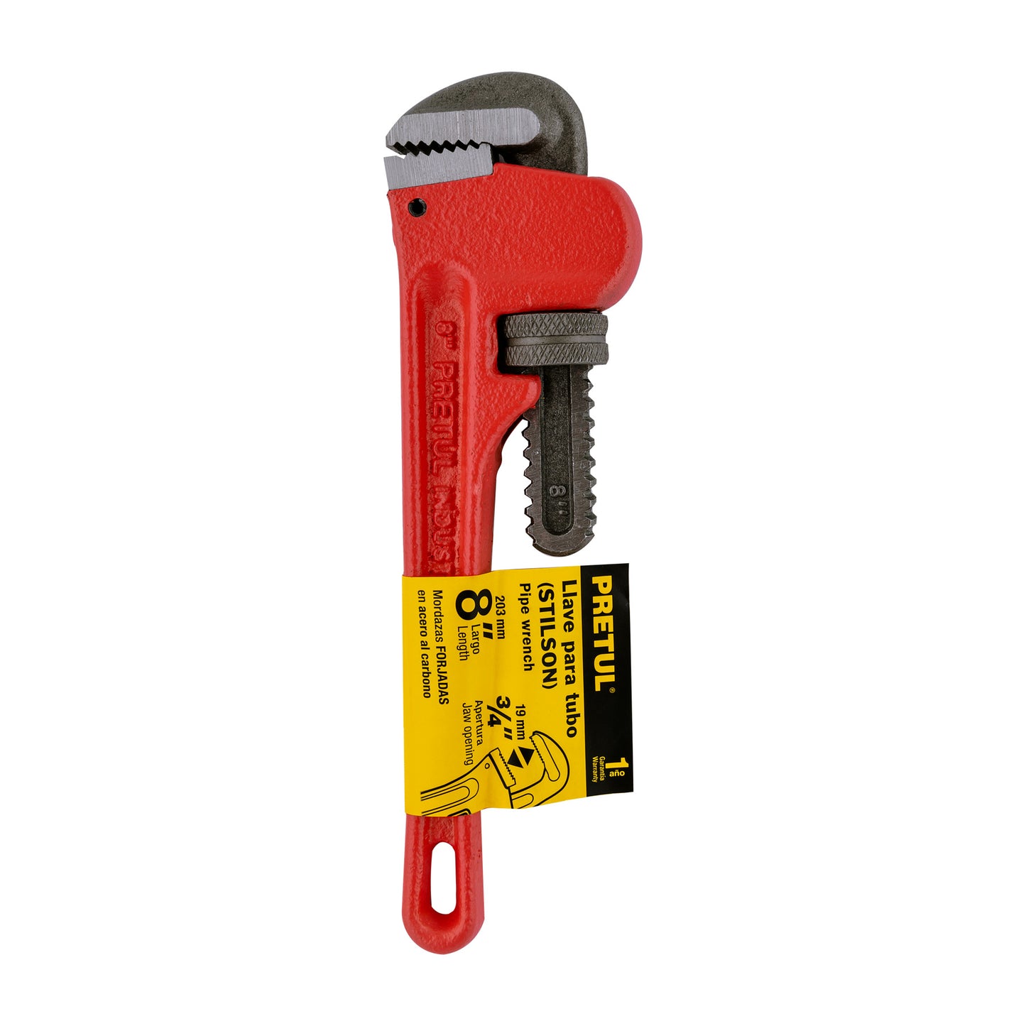 Llave stilson 8" Pretul Cod 22010 STI-8P cuerpo de hierro maleable