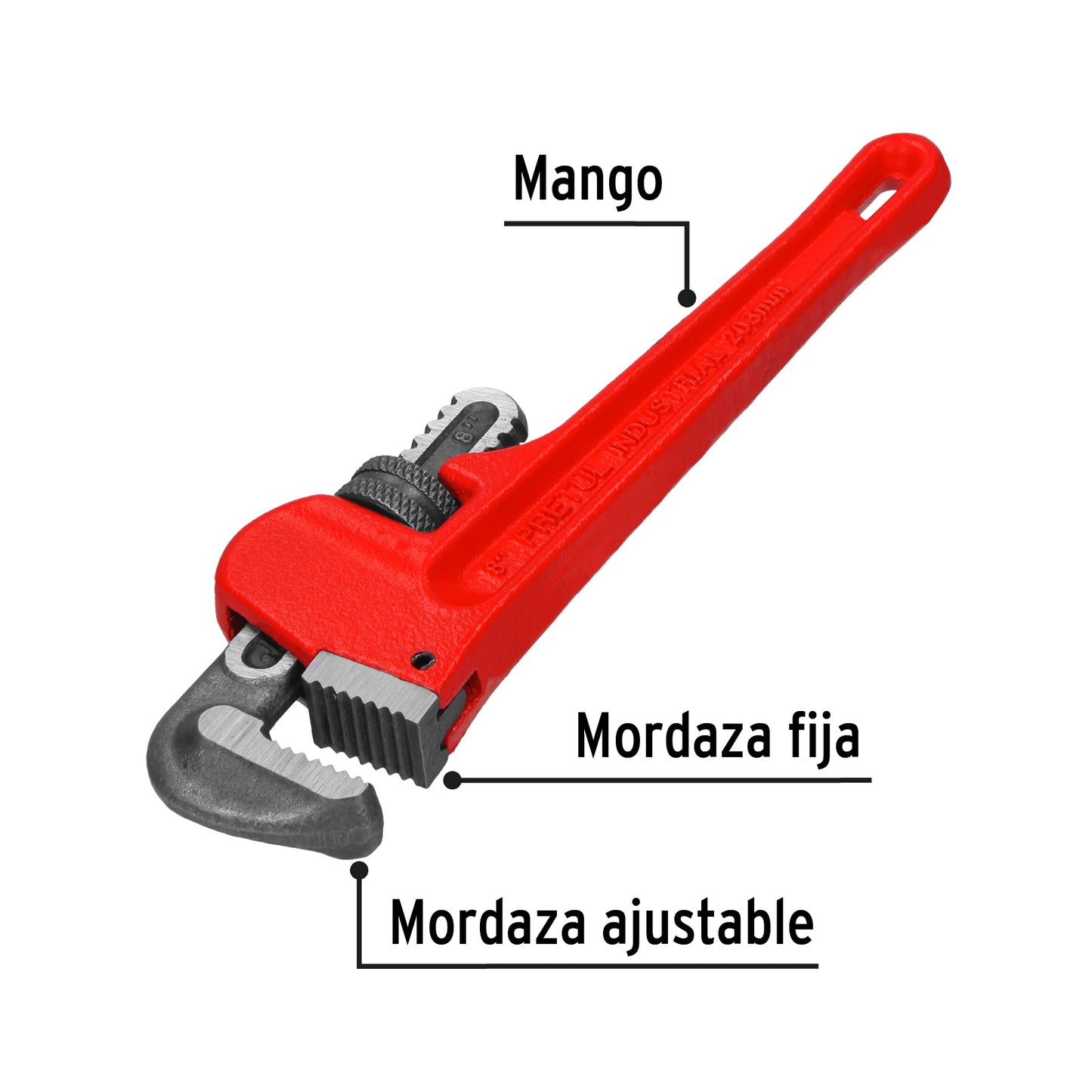 Llave stilson 8" Pretul Cod 22010 STI-8P cuerpo de hierro maleable