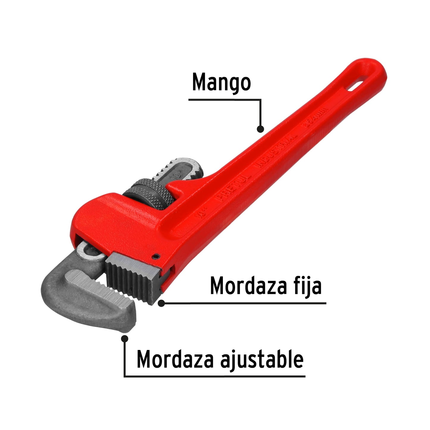 Llave stilson 10" Pretul Cod 22011 STI-10P cuerpo de hierro maleable