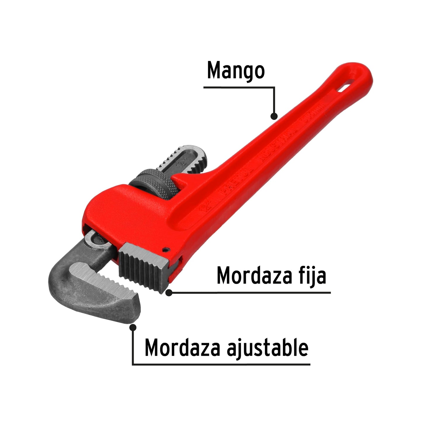 Llave stilson 12" Pretul Cod 22012 STI-12P cuerpo de hierro maleable