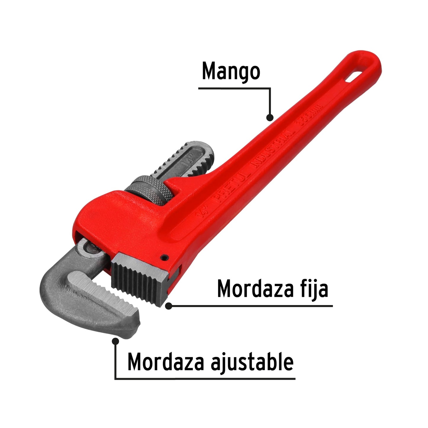 Llave stilson 14" Pretul Cod 22013 STI-14P cuerpo de hierro maleable