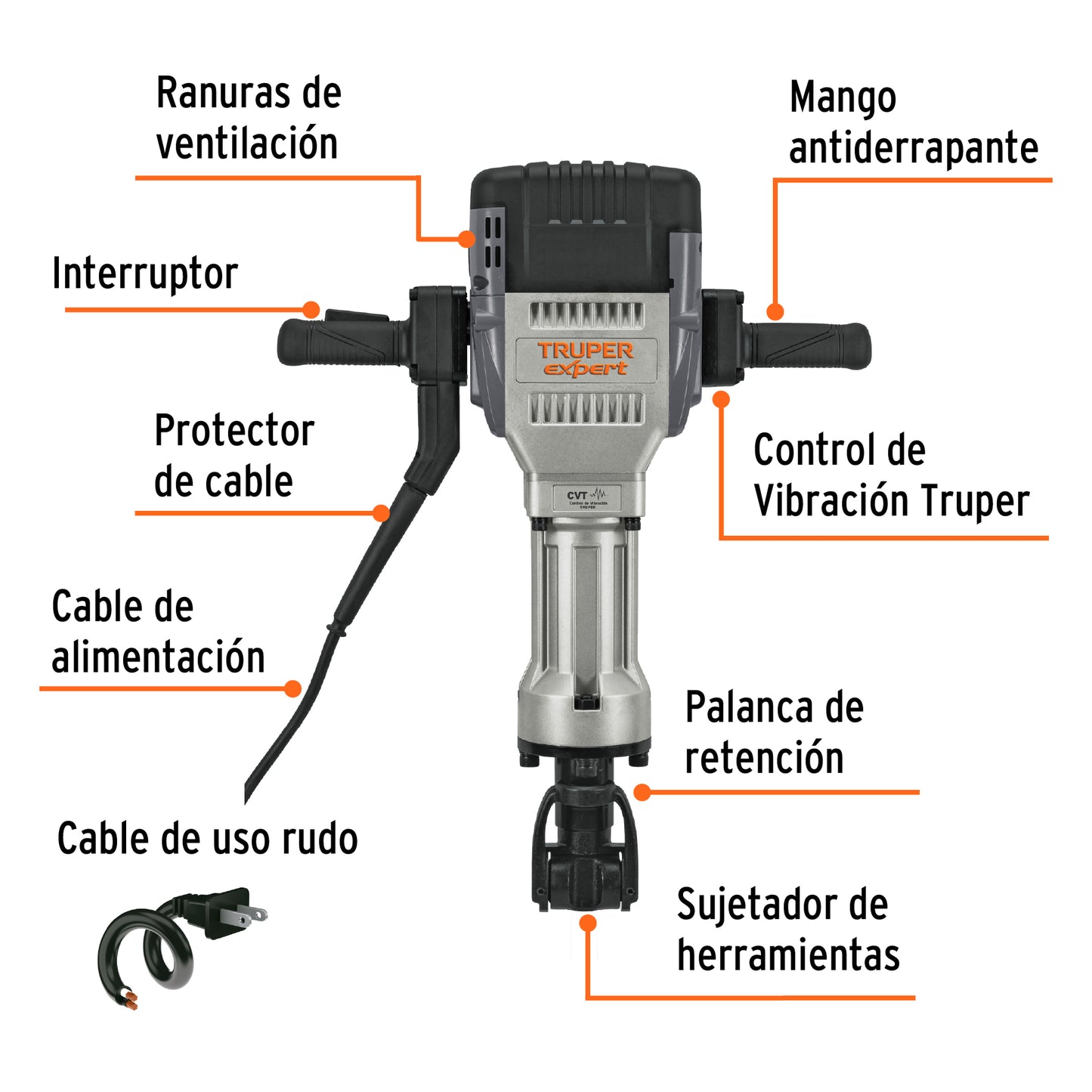 Martillo demoledor HEX 30kg Truper Expert Cod 102467 MADE-30NX-2 62J 2000W 220V