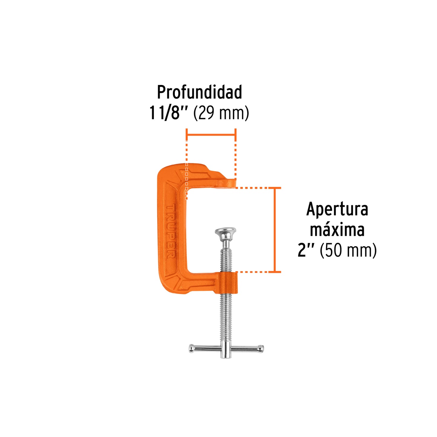 Prensa 2" Truper Cod 17659 PNT-2 de hierro dúctil para carpintería