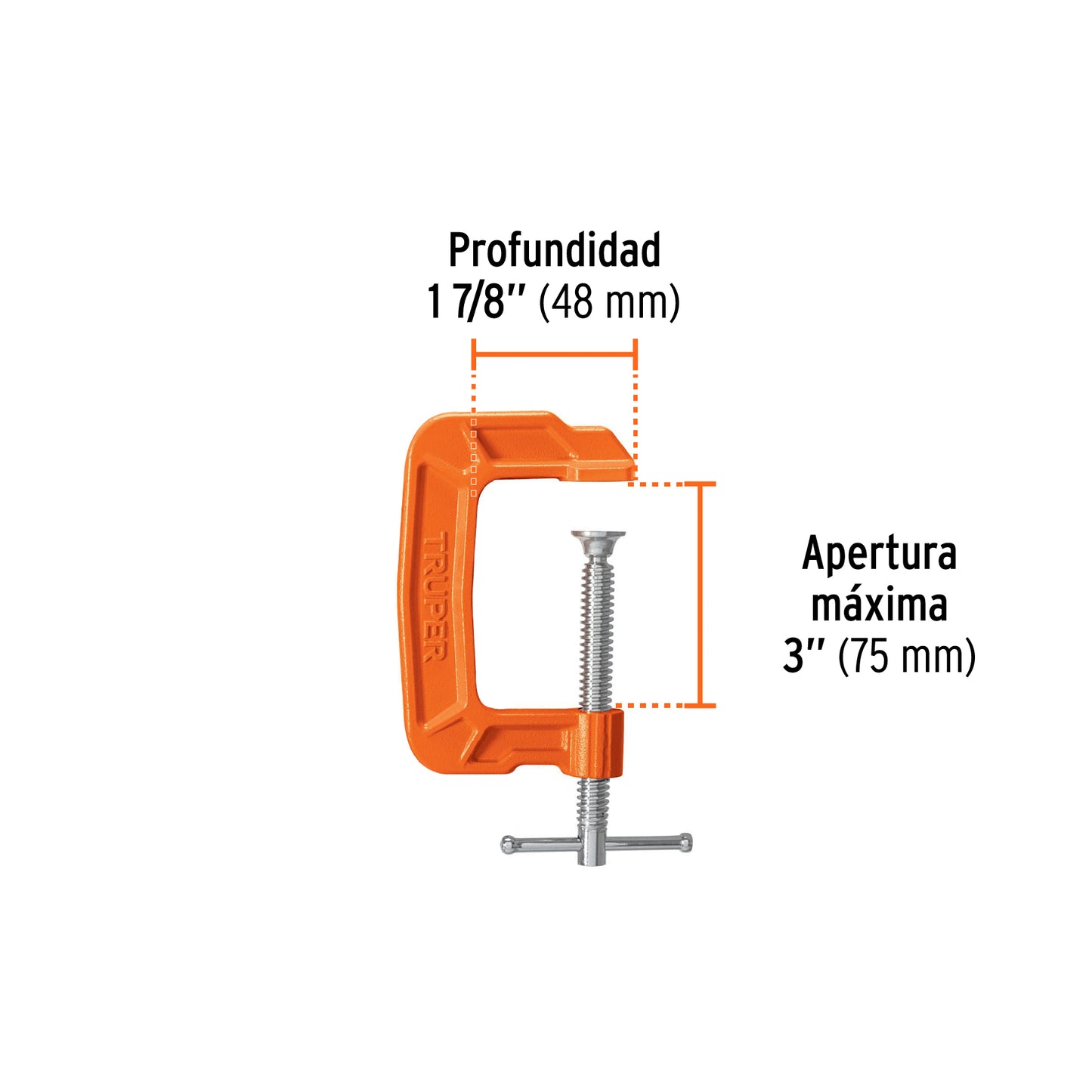 Prensa 3" Truper Cod 17660 PNT-3 de hierro dúctil para carpintería