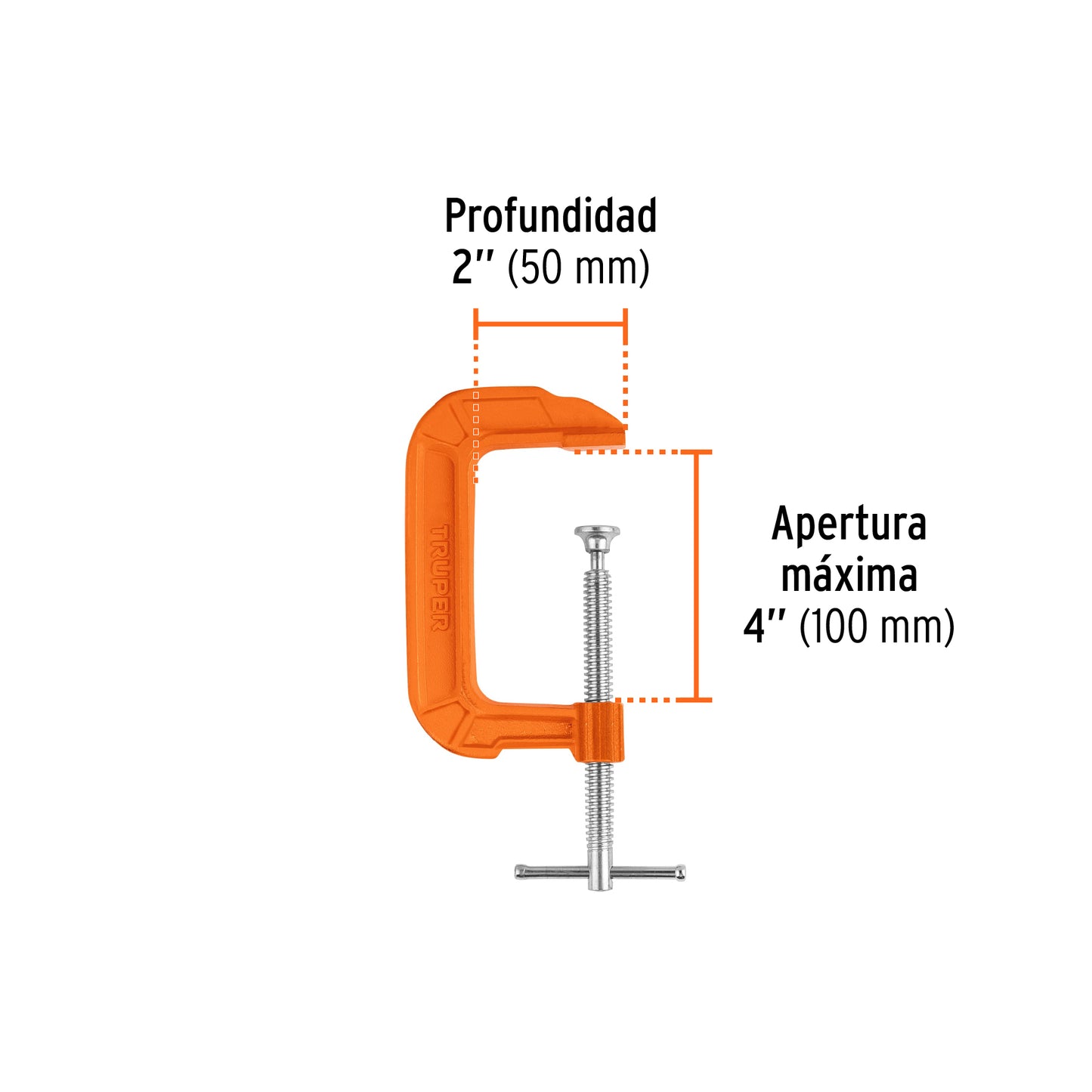 Prensa 4" Truper Cod 17661 PNT-4 de hierro dúctil para carpintería