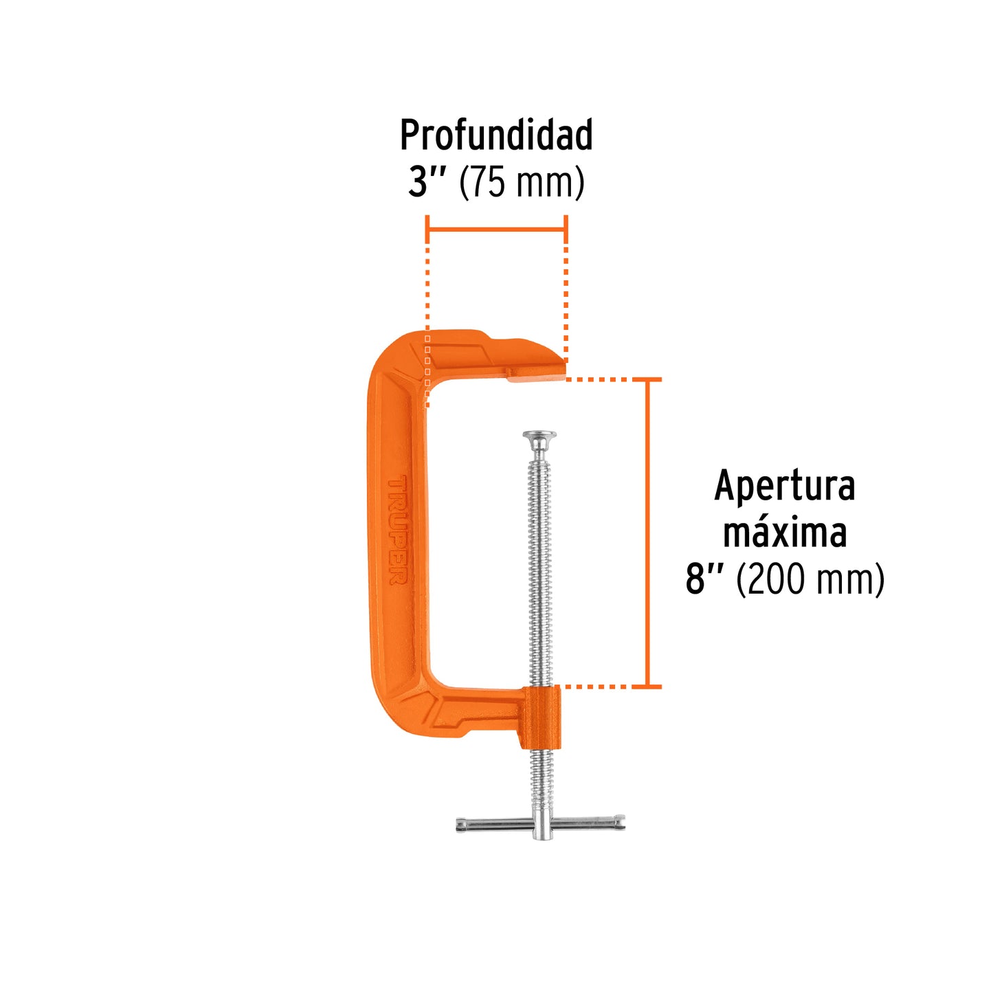 Prensa 8" Truper Cod 17664 PNT-8 de hierro dúctil para carpintería