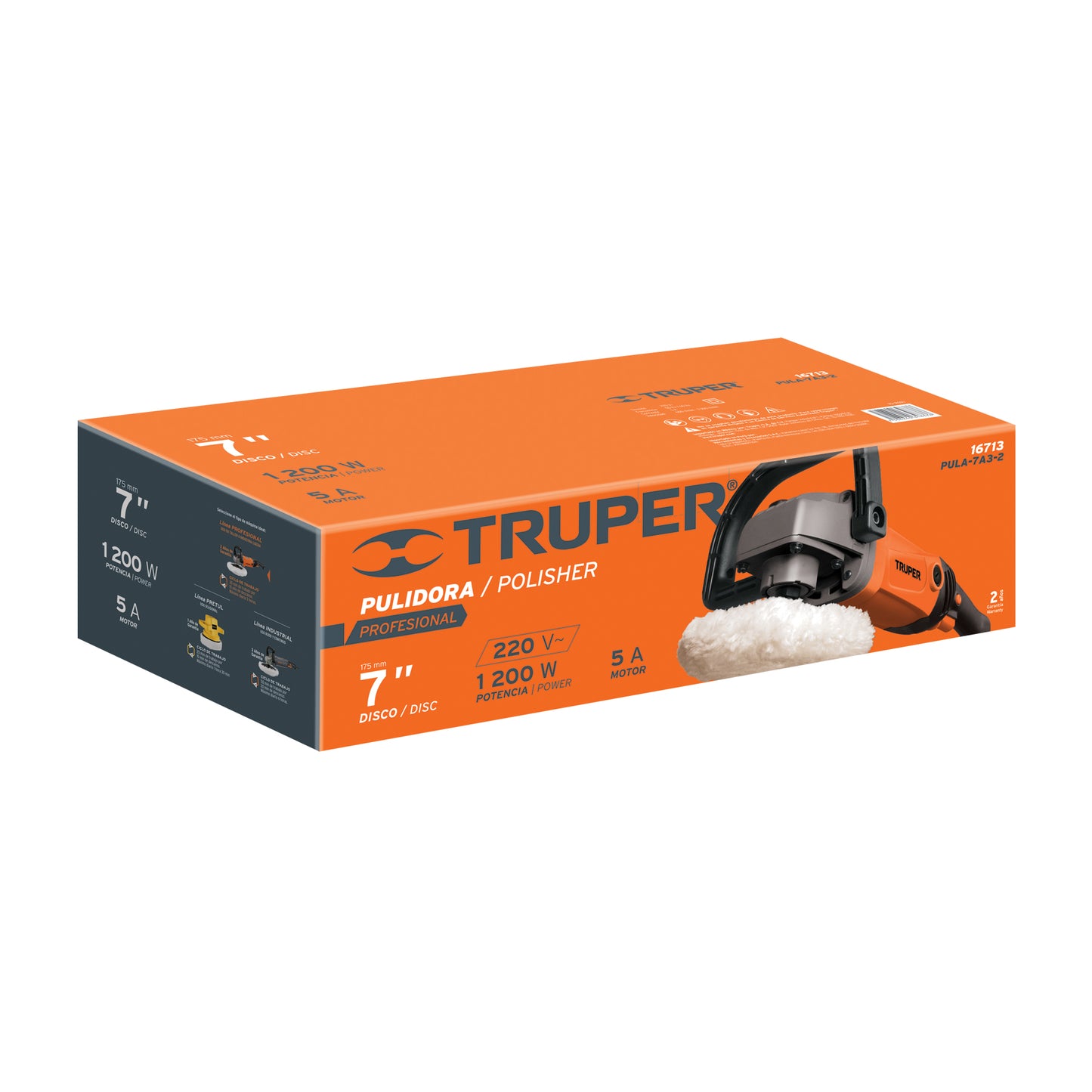Pulidora 7" Truper Cod 16713 PULA-7A3-2 220 V 1,200 W