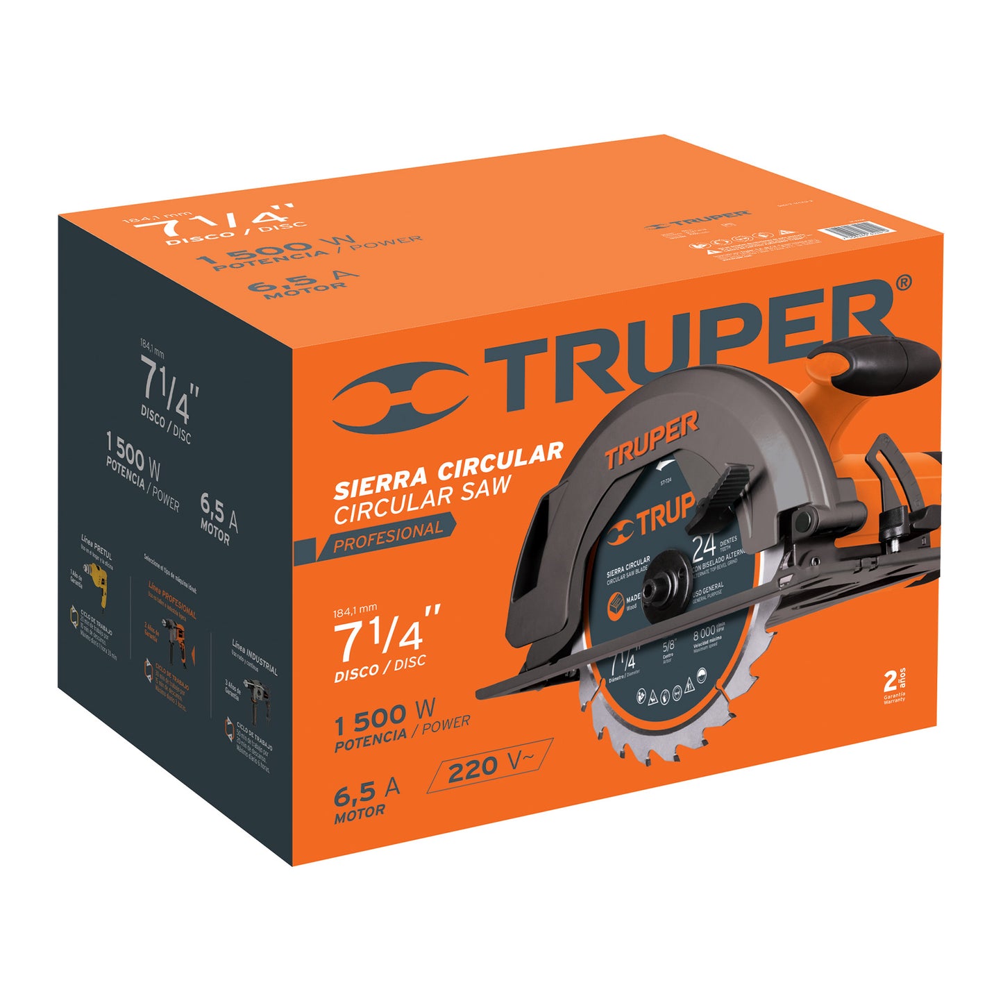 Sierra Circular 7-1/4" Truper Cod 11005 SICI-7-1/4A3-2 Profesional 220V 1500W