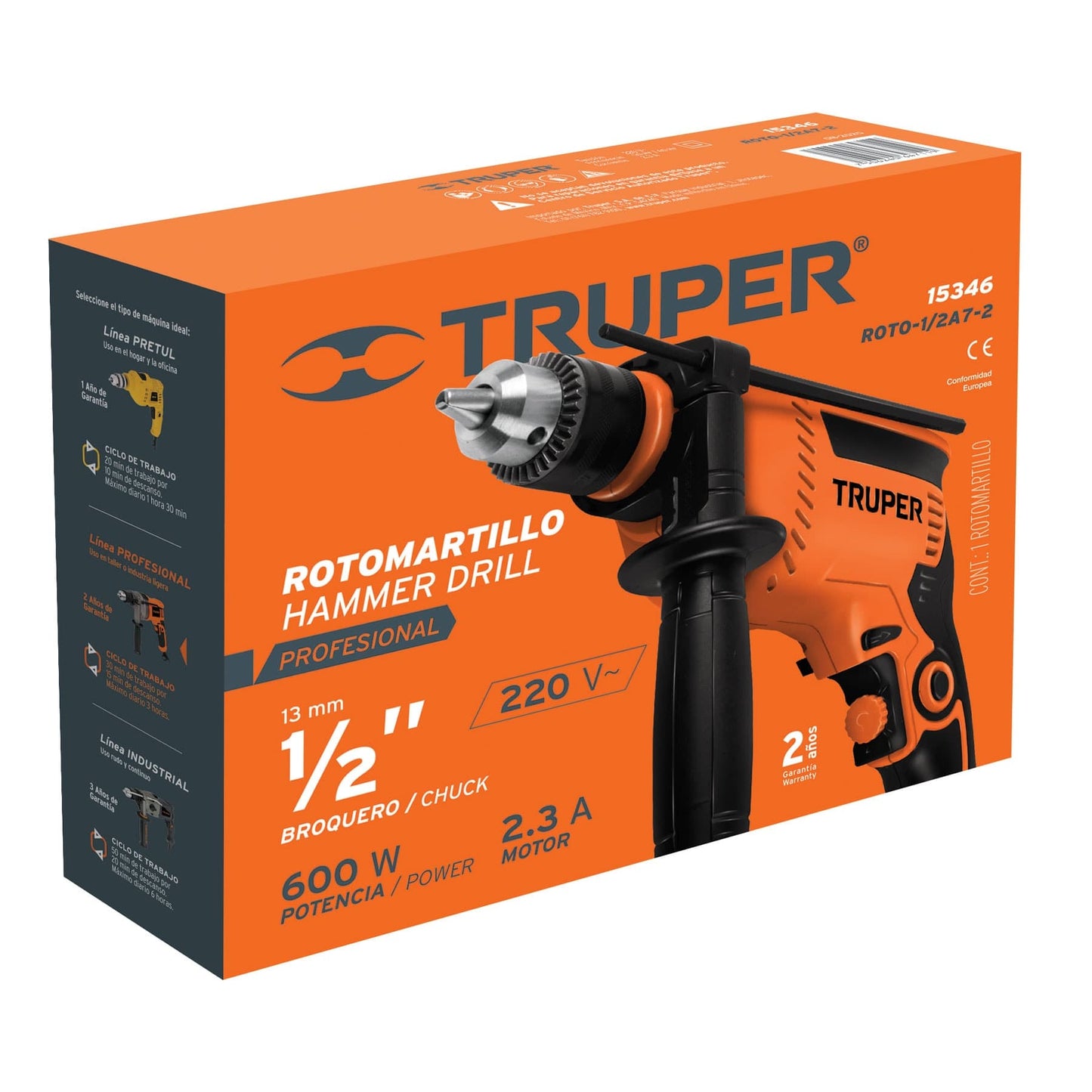 Rotomartillo 1/2" Truper Cod 15346 ROTO-1/2A7-2 profesional 220V 550W