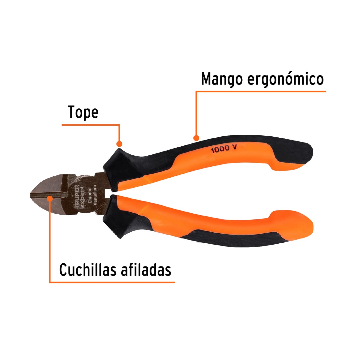 Pinza corte diagonal 5" Truper Expert Cod 102427 T202-5X alta palanca Comfort Grip