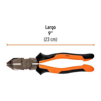 Pinza electricista 9" Truper Expert Cod 12351 T200-9X uso rudo alta palanca Comfort Grip