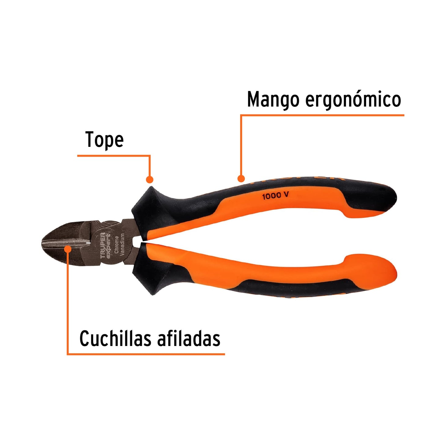Pinza corte diagonal 6" Truper Expert Cod 17331 T202-6X alta palanca Comfort Grip