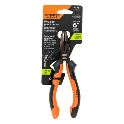 Pinza punta curva 6" Truper Expert Cod 17337 T302-6X mango Comfort Grip