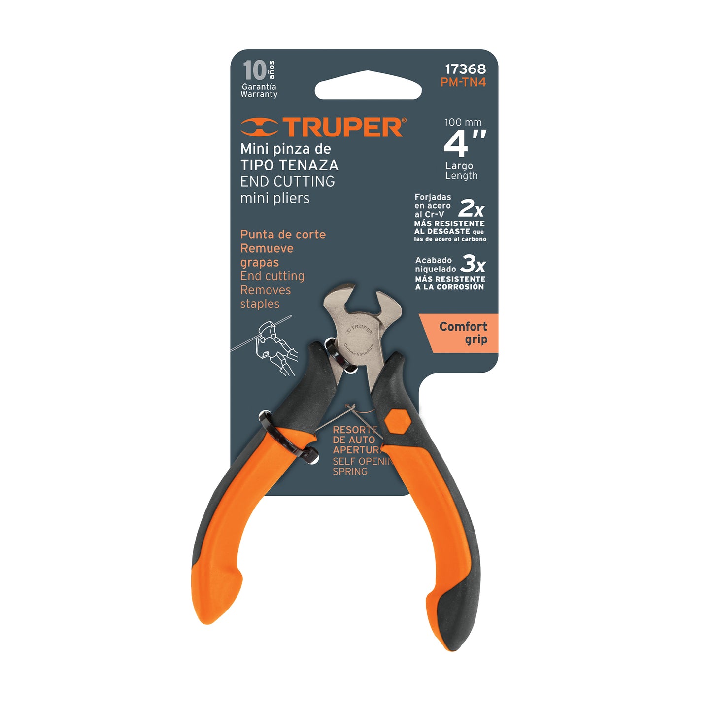 Mini pinza tipo tenaza Truper Cod 17368 PM-TN4 4" mango Comfort Grip