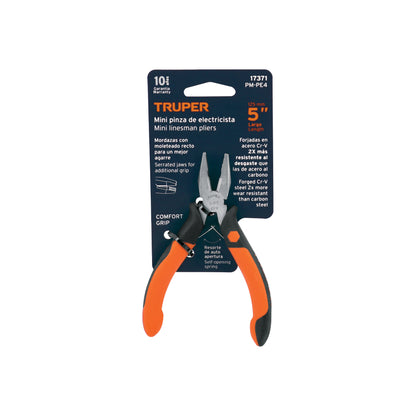Mini pinza para electricista Truper Cod 17371 PM-PE4 5" mango Comfort Grip