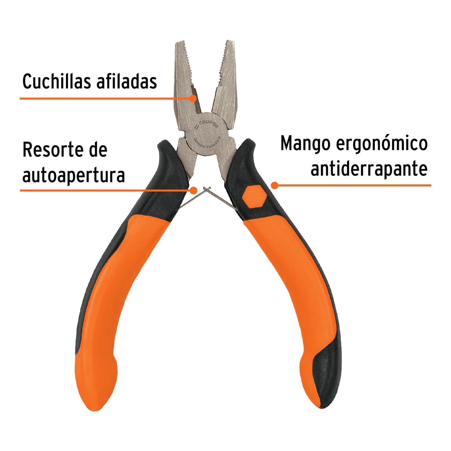 Mini pinza para electricista Truper Cod 17371 PM-PE4 5" mango Comfort Grip