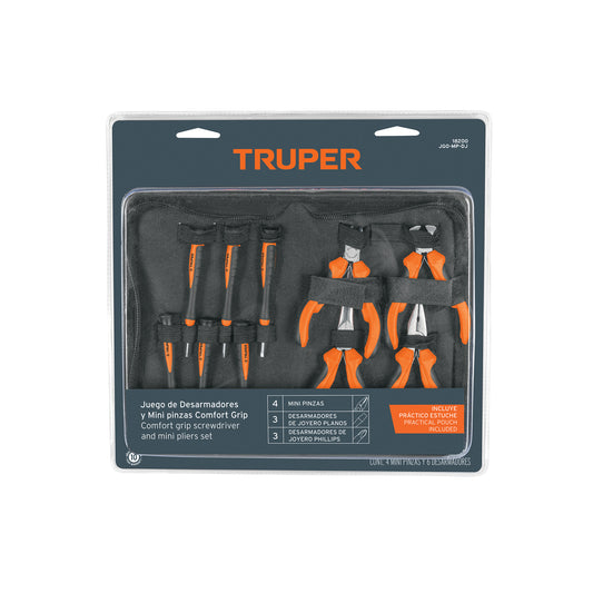 Juego 6 desarmadores de joyero Truper Cod 18200 JGO-MP-DJ y 4 mini pinzas Comfort Grip