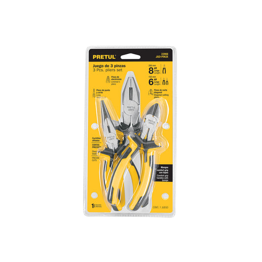 Juego 3 pinzas Pretul Cod 22966 JGO-PIN3X 3 mango Comfort Grip