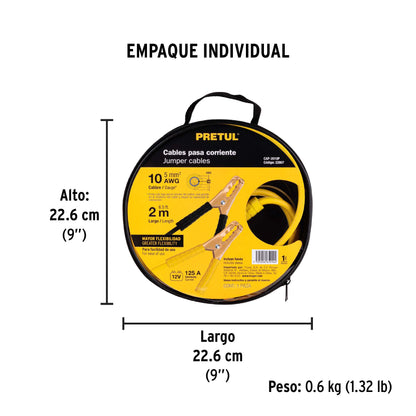 Cable pasa corriente 2m Pretul Cod 22807 CAP-2010P 125 A 10 AWG