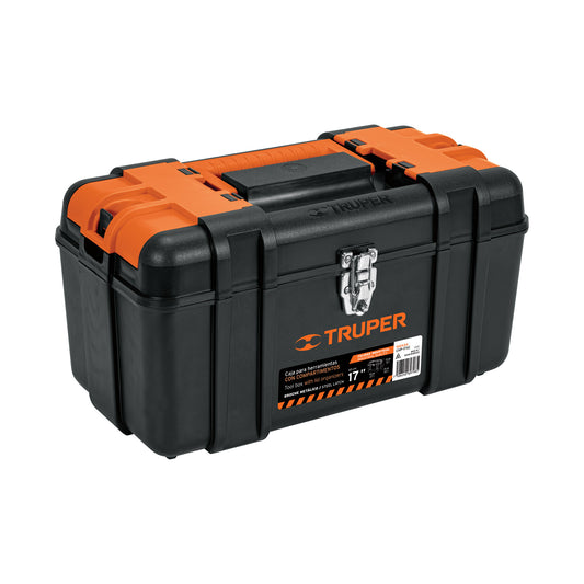 Caja de herramientas Truper Cod 102434 CHP-17XC, de 17" con compartimientos, broches metálicos