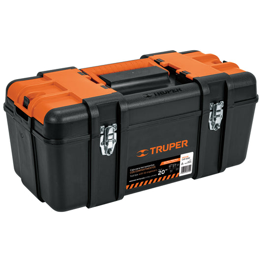 Caja de herramientas Truper Cod 102435 CHP-20XC, de 20" con compartimientos, broches metálicos