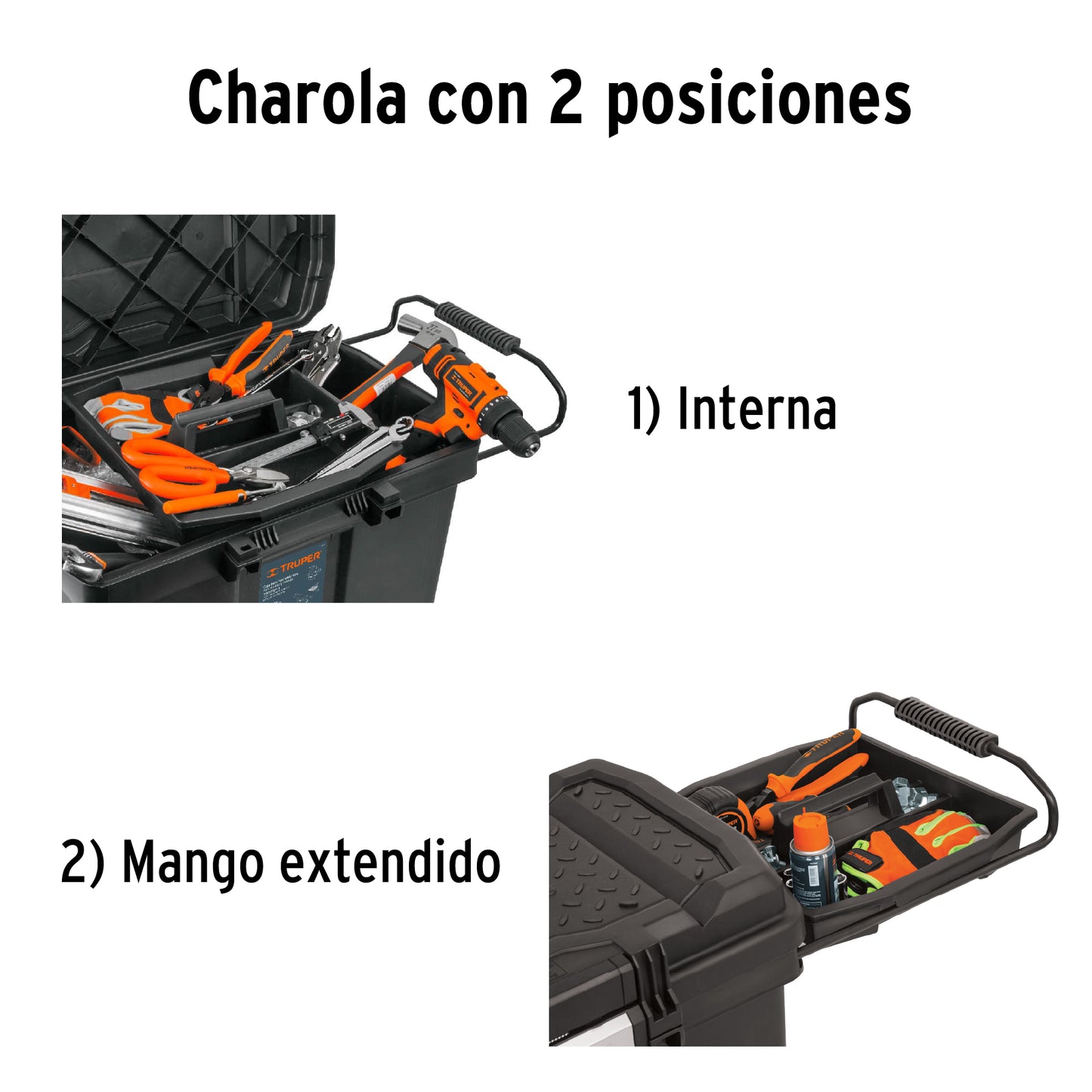 Caja de herramientas Truper Cod 10902 CHP-23R de 23" con rueda y mango telescópico