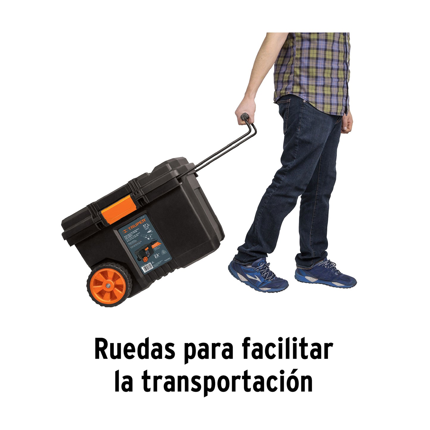 Caja de herramientas Truper Cod 10902 CHP-23R de 23" con rueda y mango telescópico