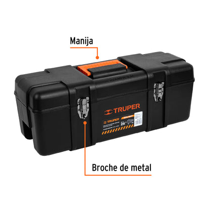 Caja de herramientas Truper Cod 19882 CHP-26X, de 26" industrial, broches metálicos