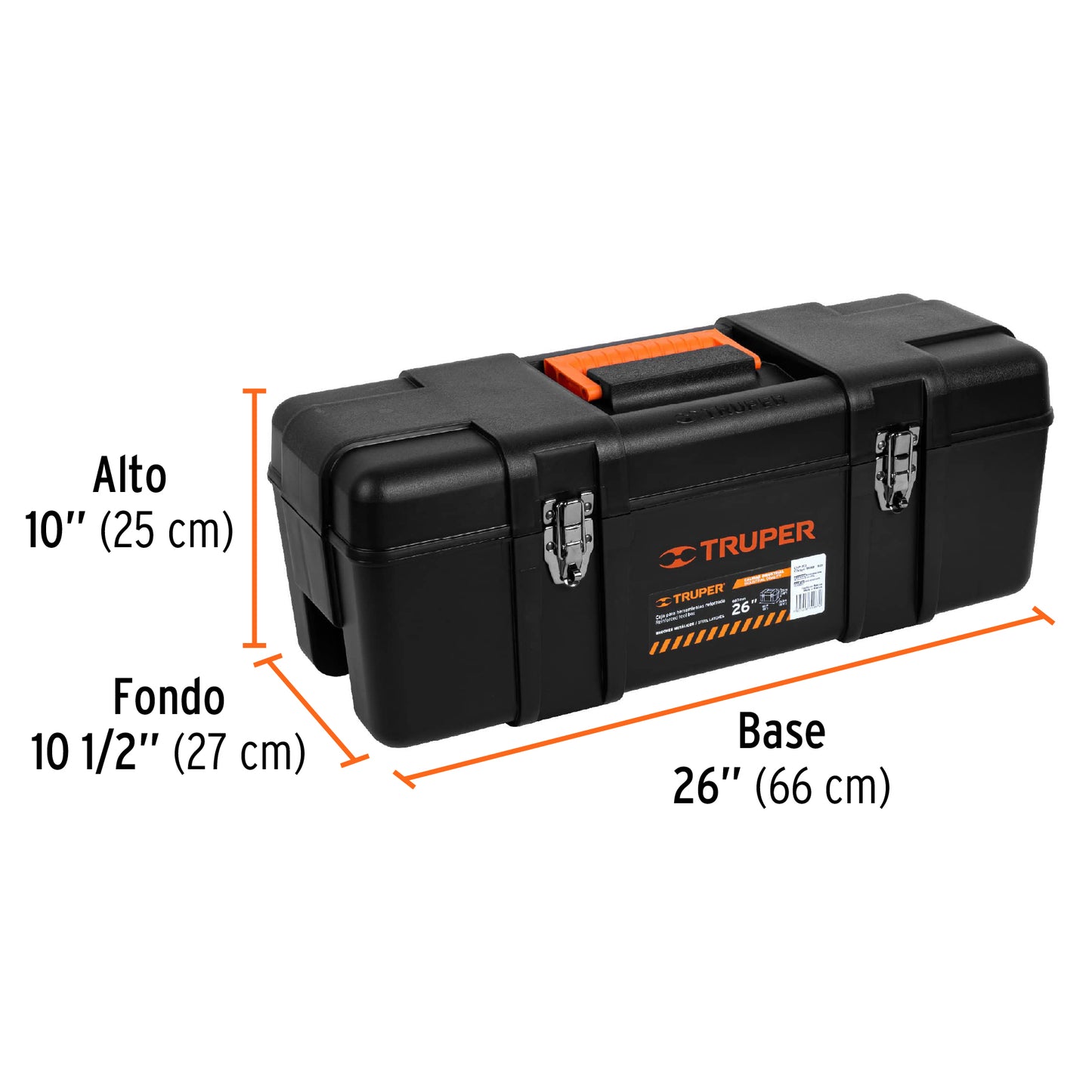 Caja de herramientas Truper Cod 19882 CHP-26X, de 26" industrial, broches metálicos