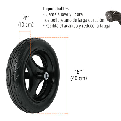 Carretilla 5.5 ft³ Truper Expert Cod 100416 CAT-50X Super reforzada Imponchable bastidor tubular